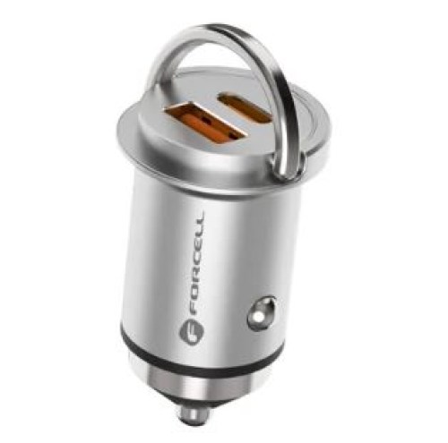 Carregador de carro FORCELL F-Energy Mini Tipo-C 30W + USB-A QC3.0